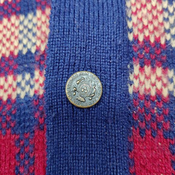 Vtg Tartan Plaid Wool Blend Grandpa Sweater Vest Large Academia Latin Button - Picture 6 of 8